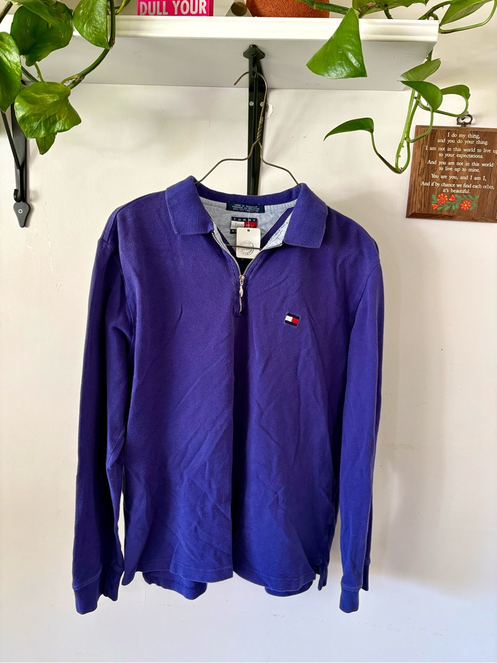 Tommy Hilfiger Royal Purple Quarter-Zip Polo Sweater